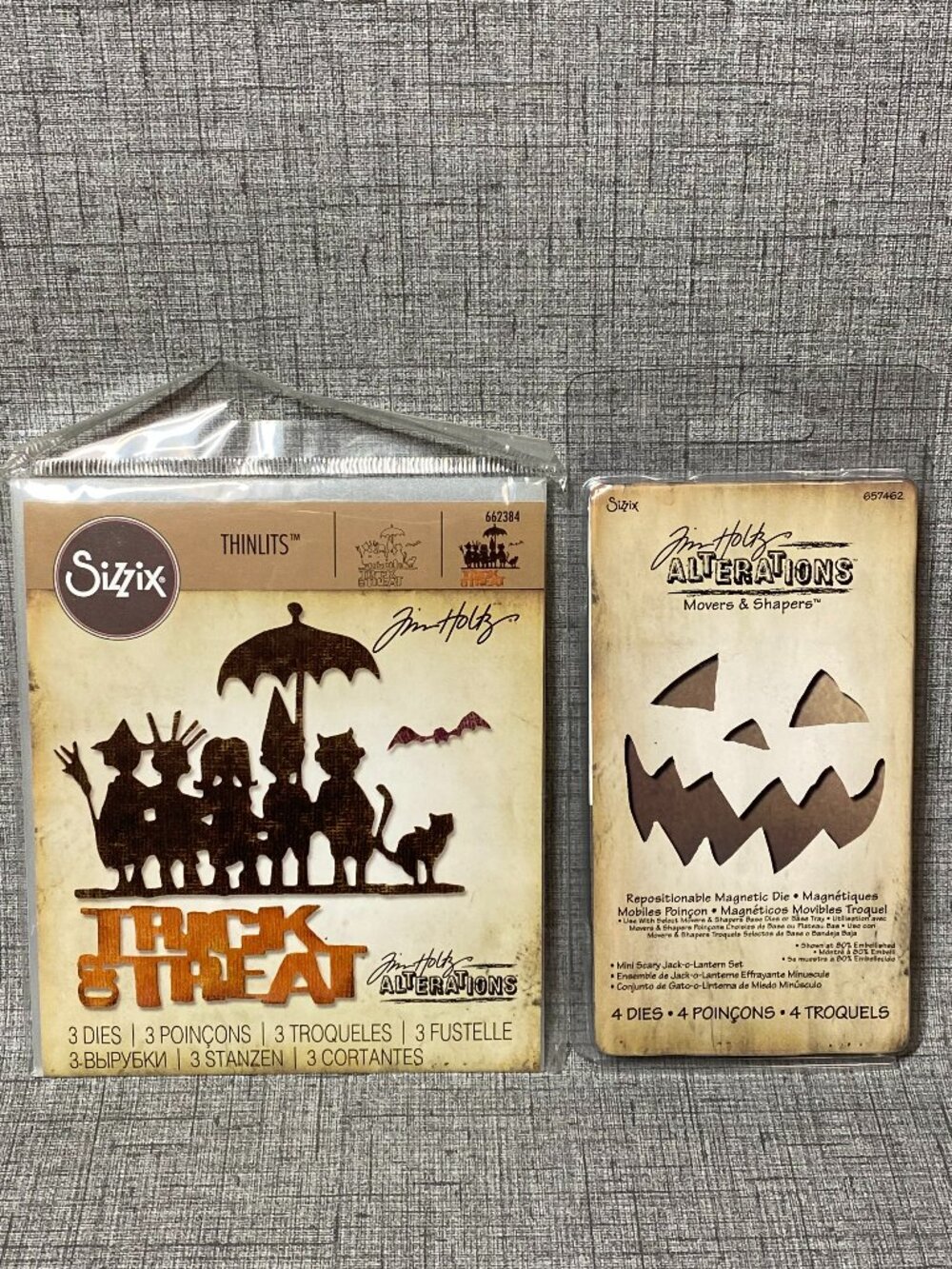 NEW Rare Sizzix Tim Holtz Thinlits Die Trick-or-Treat 662384 & 657462 Halloween
